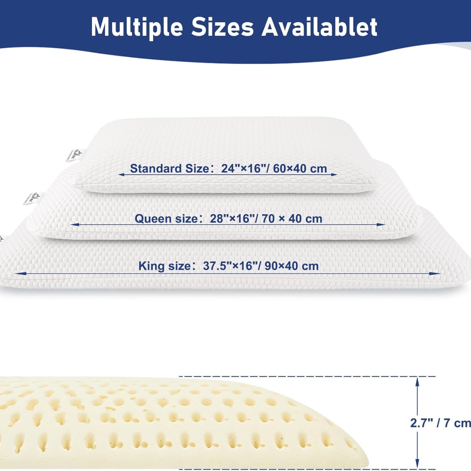Slim Sleeper Thin Latex Pillow Queen Size dimensions and specifications