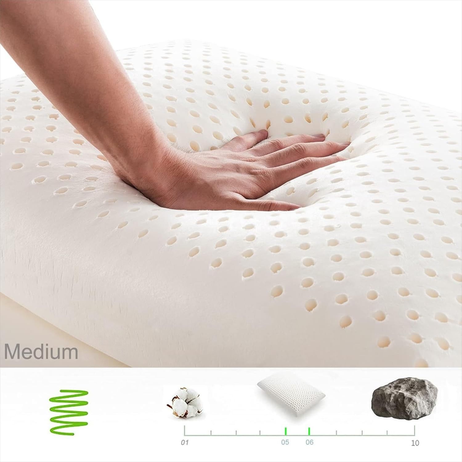 Natural Dunlop Latex Pillow King Size dimensions and specifications