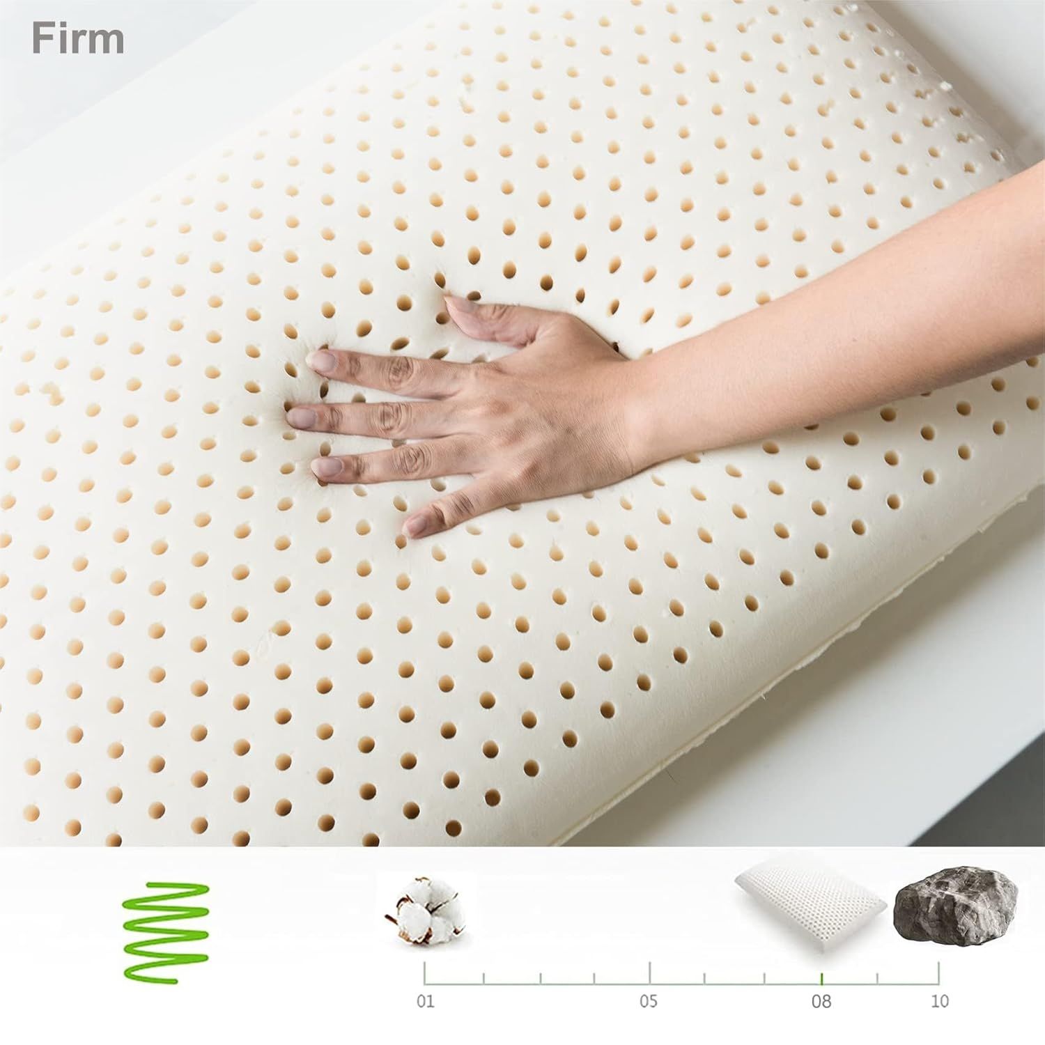 Natural Dunlop Latex Pillow Queen Size dimensions and specifications
